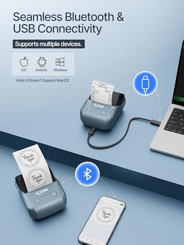Image of SEZNIK DEV Bluetooth Thermal Label + Receipt Printer for Business | Inkless Mini | 203 DPI | Mobile, Desktop Compatible | Upto 2 inch Print | 1 Year Warranty