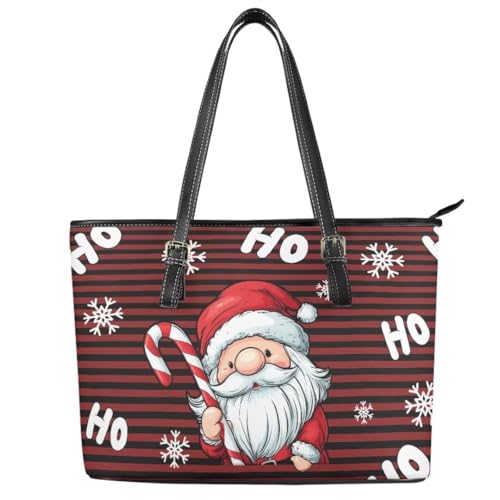 Image of Coldinair Christmas Leather Tote Bag for Women with Zipper Large Shoulder Tote Bag Shopping Casual Travel Bag Handbag Purse