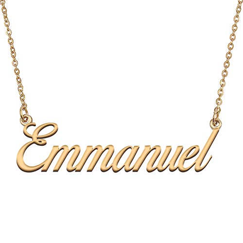 HUAN XUN Customized Custom Simple Any Name Necklace for Womens Emmanuel