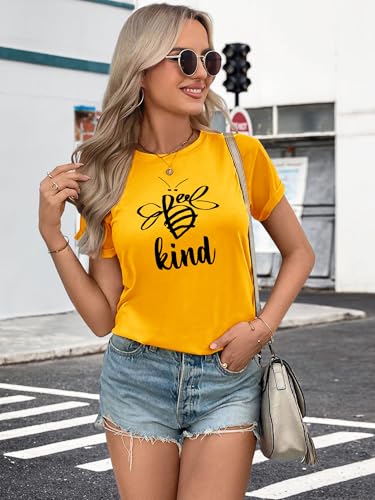 Dresswel Womens Be Kind Graphic Tees Shirts Short Sleeve Shirt Funny Printed Summer Casual T-Shirt Tops4