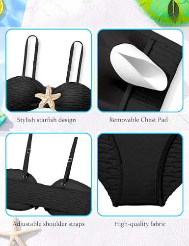 Image of Girls Swimsuit Double Strap High Waist Sporty Bikini Swimsuits Swim Cover Up Skirt 3 Piece Set