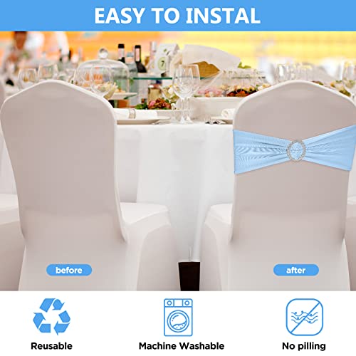 image for CHENGU 150 Pieces Spandex Stretch Chair Sashes Bows Elastic Chair Cove