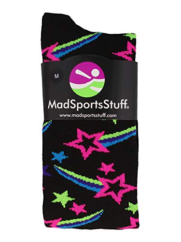 Madsportsstuff Shooting Stars Over The Calf Socks (Multi-Neon/Black, Small) #TOP1