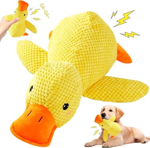 Ayucanpeng Perro de Pato antiestrés, Juguete antiestrés para Perros de Pato, Juguete masticable de Peluche Duradero, Juguetes para Perros pequeños y medianos, chirriantes,