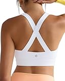 RUNNING GIRL White Sports Bras for Women,Molded Cup Strappy Running High Support Sports Bra with Sewn in Pads(3135_White_M)