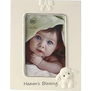 Precious Moments 179310 Heaven’s Blessings Ceramic Lamb Photo Frame, Beige