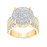 Wholesale Diamonds 10K Yellow Gold 2.50 Carat Real Diamond Engagement Ring Wedding Ring Bridal Fine Diamond Jewelry (2.06 Carat, H-I Color, I1-SI2 Clarity), Size 7