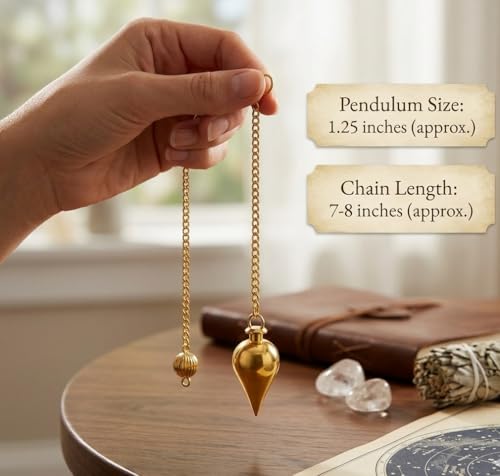 Image of Brass Cone Pendulum for Reiki Healing, Dowsing & Chakra Balancing - Health & Wealth Divination Tool for Meditation & Energy Cleansing