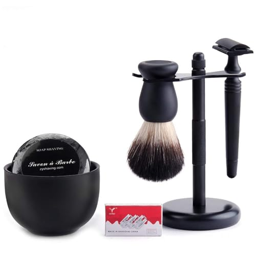 Double-Edge Safety Razor Kit with Stand and Accessories