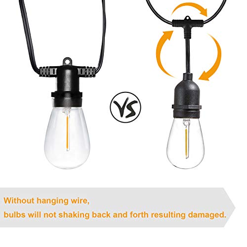 Anting S14 Led-lichtsnoer voor buiten, retro, IP65 waterdicht, 30 x 1 W ledlampen, E27, warmwit, voor binnen en buiten… - Afbeelding 6