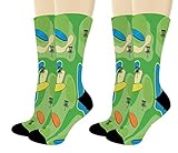 Sports Gift Set Disc Golf Course Socks Lucky Socks Disc Golf Themed Gifts 2-Pair Novelty Crew Socks
