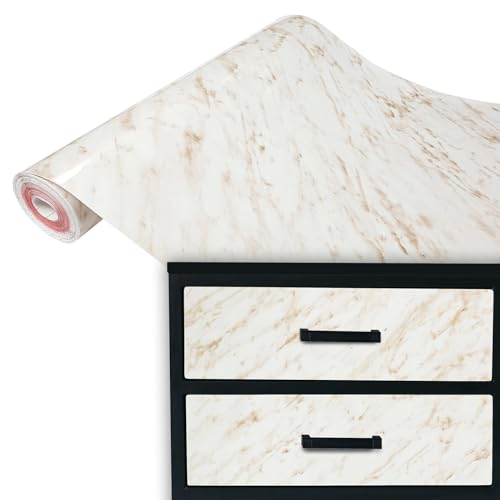 DecoMeister Klebefolie Möbel 67,5x100 cm | Selbstklebende Möbelfolie in Stein- und Marmoroptik | Klebefolie für Möbel ideal für Küche, Bad und DIY Projekte | Carrara Beige