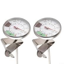 2Pcs Milk Frothing Thermometer for Coffee Chocolate for Cappuccino Frothy Milk Foam, Stainless Steel Thermometer 30 to 210F 0 to 100C 1.73-inch for DIAL Presents