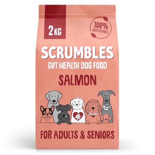 Scrumbles Natural Dry Dog Food Grain Free Recipe with Fresh Salmon for Adults and Senior Breeds 2 kg Bag package may vary