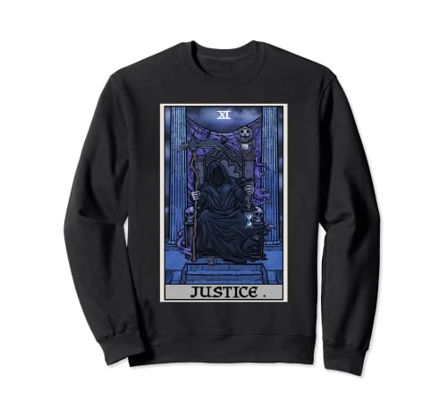 Image of Justice Tarot Card Grim Reaper Halloween Goth Horror Occult Sweatshirt