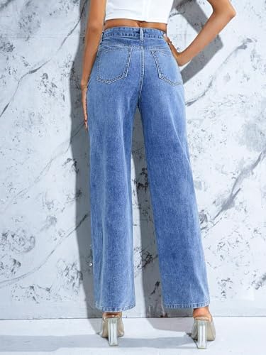 Pearl Jeans for Women High Waisted Straight Wide Leg Denim Pants Casual Baggy Boyfriend Trousers2