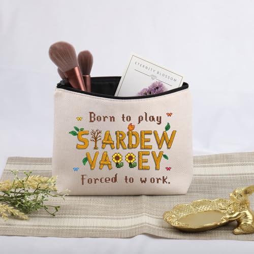 JNIAP Video Game Gifts Valley Game Inspired Cosmetic Bag Farming Country Adventure Gaming Gift (Born to Play Star-dew Bag)3