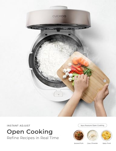 Image of CUCKOO Twin Pressure Rice Cooker 10-Cup Uncooked / 20-Cup Cooked with Nonstick Inner Pot, Large Rice Maker & Warmer with 16 Menu Options, Open Cooking Mode, Voice Guide, White (CRP-ST1009FW)