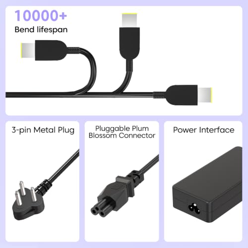 Image of Sounce 65W Lenovo Laptop Charger Adapter, 20V 3.25A Fast Charging Power Supply with Slim Square Tip for ThinkPad T470 T460 T450 X240 X260 Yoga Series, Replacement AC Adapter with Safety Protection