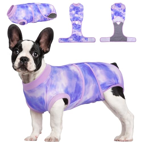 Kuoser Recovery Suit for Dogs, Adjustable Female Spay Dog Surgery Suit, Pet Surgical Shirt Male Neuter Anti Licking Abdominal Wounds Puppy Onesie Bodysuit, Alternative to Doggie Cone After S