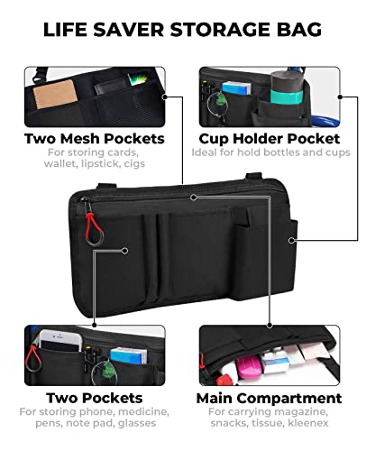 Issyauto Wheelchair Side Bag, Wheelchair Pouch Bag With Cup Holder, Armrest Accessories For Wheelchair, Rollator, Electric Scooter Wheelchairs, Ideal Gift For Mother's Day & Father's Day (Black) #TOP2