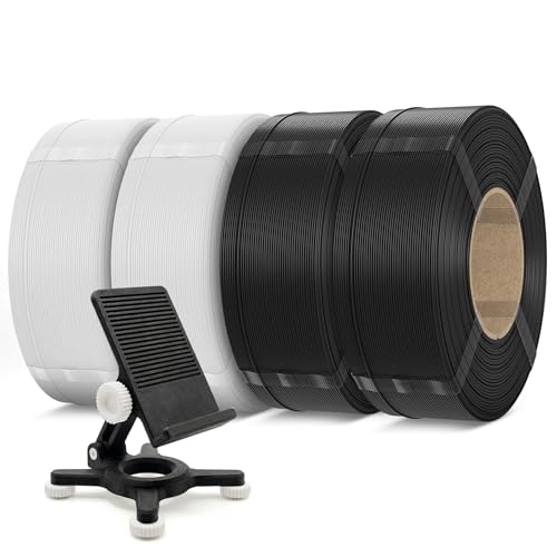 Inslogic PETG Pro Pre-Dried 3D Printer Filament 1.75mm, High-Speed PETG Filament, Stronger Toughness, High Precision ±0.02mm, Compatible with FDM Printers, 1kg×4 Refills (Black+Black+White+White)