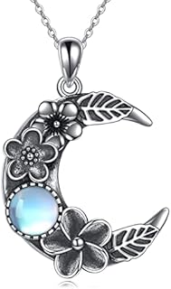 VENACOLY Moon Necklace Sterling Silver Moonstone Necklace Crescent Moon Jewellery Valentines Mothers Day Birthday Gifts for Mum Women Her