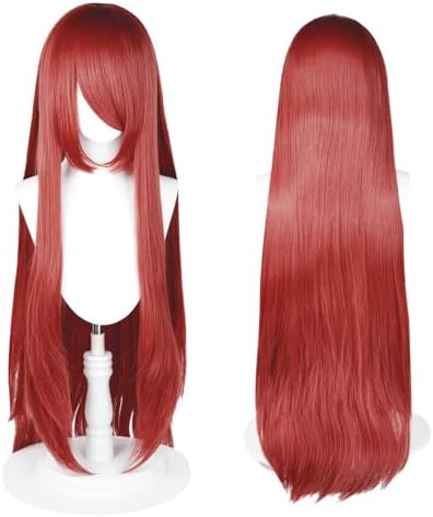 UTIEHD 100cm Long Wig, Universal Straight Costume Wig (Auburn)