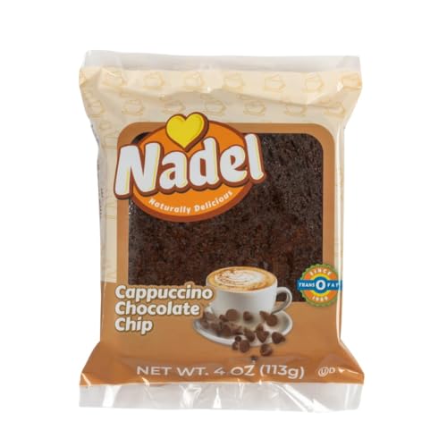 Image of Nadel - Naturally Delicious Cappuccino Chocolate Chip bread, Lunch snack breakfast bars coffee cake, Natural fresh brand mocha chocolate cake 12 pack