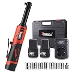 TQUAGGA 3/8" Cordless Electric Ratchet Wrench Set, 18V Power Ratchet Tool Kit With 2 Packs 2000mAh Battery And Charger, 45 FT-LBS Battery Powered Extended Wrench with LED Lights