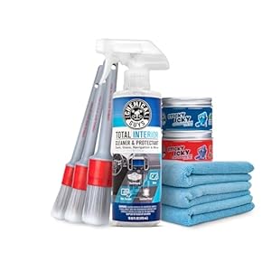 Chemical Guys Car Cleaning Kit Interior 8-Piece – Total Interior Cleaner, Sticky Icky Green Apple & Strawberry Detailing Gel, 3 Detailing Brushes, 3 Towels, Safe for Cars, Trucks, SUVs & More
