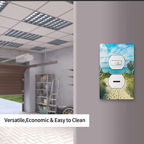 Blue Ocean White Beach Light Switch Duplex Outlet Cover Decorative Wall Plates Electrical Receptacle Covers Faceplate For Bathroom Kitchen Bedroom Accessories 4.5" X 2.76" #TOP6