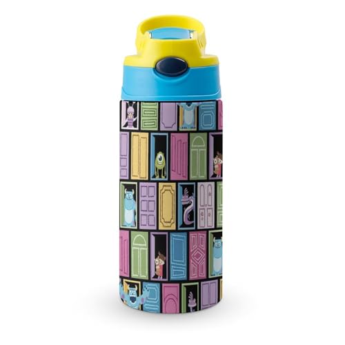 モンスターズインク マイク 水筒 子供用 ステンレス製 魔法瓶 保温ボトル 直飲み 真空断熱 ストロー付き 大人兼用 保温カップ 350ml 軽量 漏れ防止