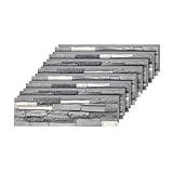 Wallwell 8-Pack Faux Stone Wall Panels (26 Sq Ft) PU Stone Veneer Siding, Mortarless Lightweight Faux Rock for Exterior and Interior Wall, DIY Home Improvement, 41.92x12.4 Inch, Fogstone