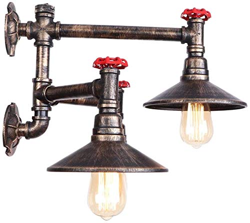 ZGYQGOO Water Pipe Wall Light Vintage Industrial E27 Steampunk Rustic Waterpipe Wall Lighting Fixture - Sconce for Restaurant Loft Warehouse Bar Cafe [Energy Class A] (Color : D) steampunk buy now online