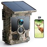 CEYOMUR Solar Wildlife Camera 4K 30fps, WiFi Bluetooth 68MP Trail Camera with 5200mAh Rechargeable Battery, 120° Detection Angle Night Vision Motion Activated IP66 Waterproof with 32GB Micro SD Card