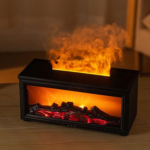 Asixxsix Diffuseur d'huiles essentielles, diffuseur d'aromathérapie à Flamme de 280 ML avec télécommande et arrêt Automatique, humidificateur ultrasonique à Brume fraîche,diffuseur à