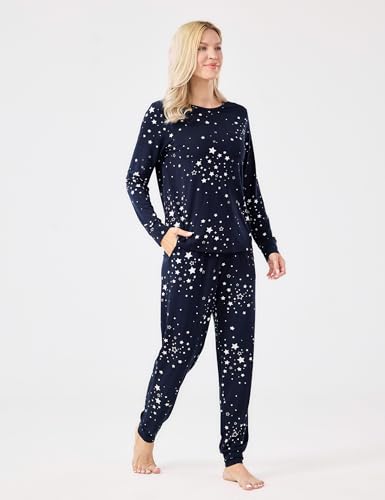 GYS Bamboo Viscose Sleep Sets for Women Long Sleeve Crew Neck Pajama Sets with Pockets3