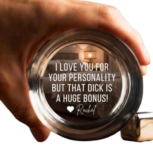 I Love You for Your Personality But That D* is A Huge Bonus, Couple Personalized Custom Whiskey Glass - Gift For Husband Wife, Anniversary, Naughty Gift For Husband, Thanks For All The Orgasms