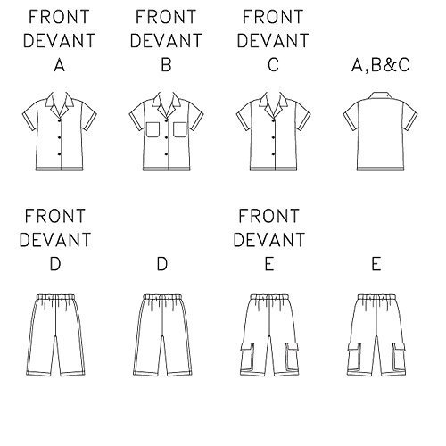 Butterick Patterns Boy's Shirt & Shorts, Size 2-3-4-5 (B3475020) #TOP2