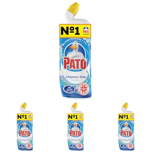 PATO Fragancia Océano, Limpiador Quitamanchas para Inodoro, 750 ml (Paquete de 4)