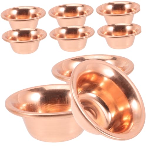 BRIGHTFUFU 7pcs Tin Buddha Serving Cup Exquisite Wine Cup Meditation Water Cup Gold Candelabra Ritual Offering Bowl Tibetan Bowl Water Offering Cup Votive Tealight Holder Red Decor Brass