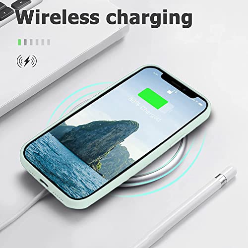 Image of DIZORO Back Cover for iPhone 12 Pro Max Case, Shockproof Slim Camera & Full Body Protection Liquid Silicone TPU Cover with Logo Cut (6.7 Inch) -Mint Green
