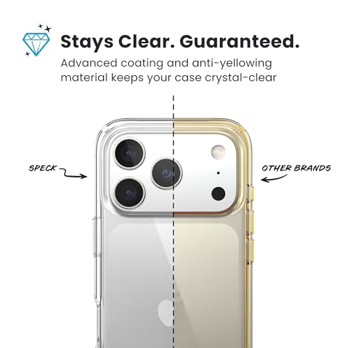 Image of Speck Presidio Perfect Clear for iPhone 17 Pro Case, Slim Protective Case, Clear /Clear /Silver