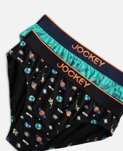 Image of Jockey PB04 Boy's Super Combed Cotton Elastane Stretch Printed Brief with Ultrasoft Waistband (Pack of 2)