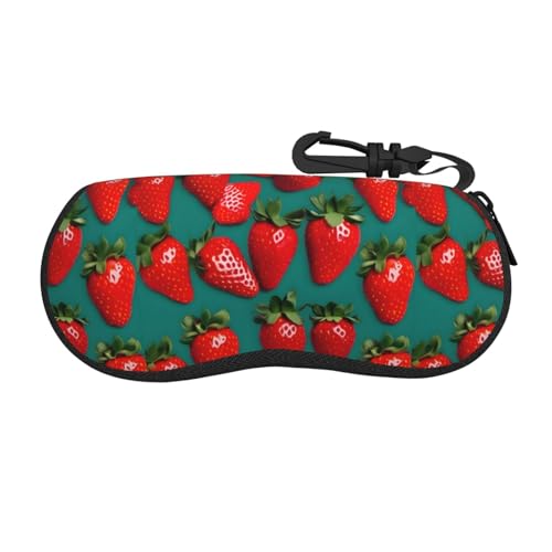 SHuWeiD Many Strawberry - Funda para gafas de ojos ultraligera y flexible, se adapta a la mayoría de gafas, joyas, bolsa de cosméticos, color negro, talla única, Negro, One Size