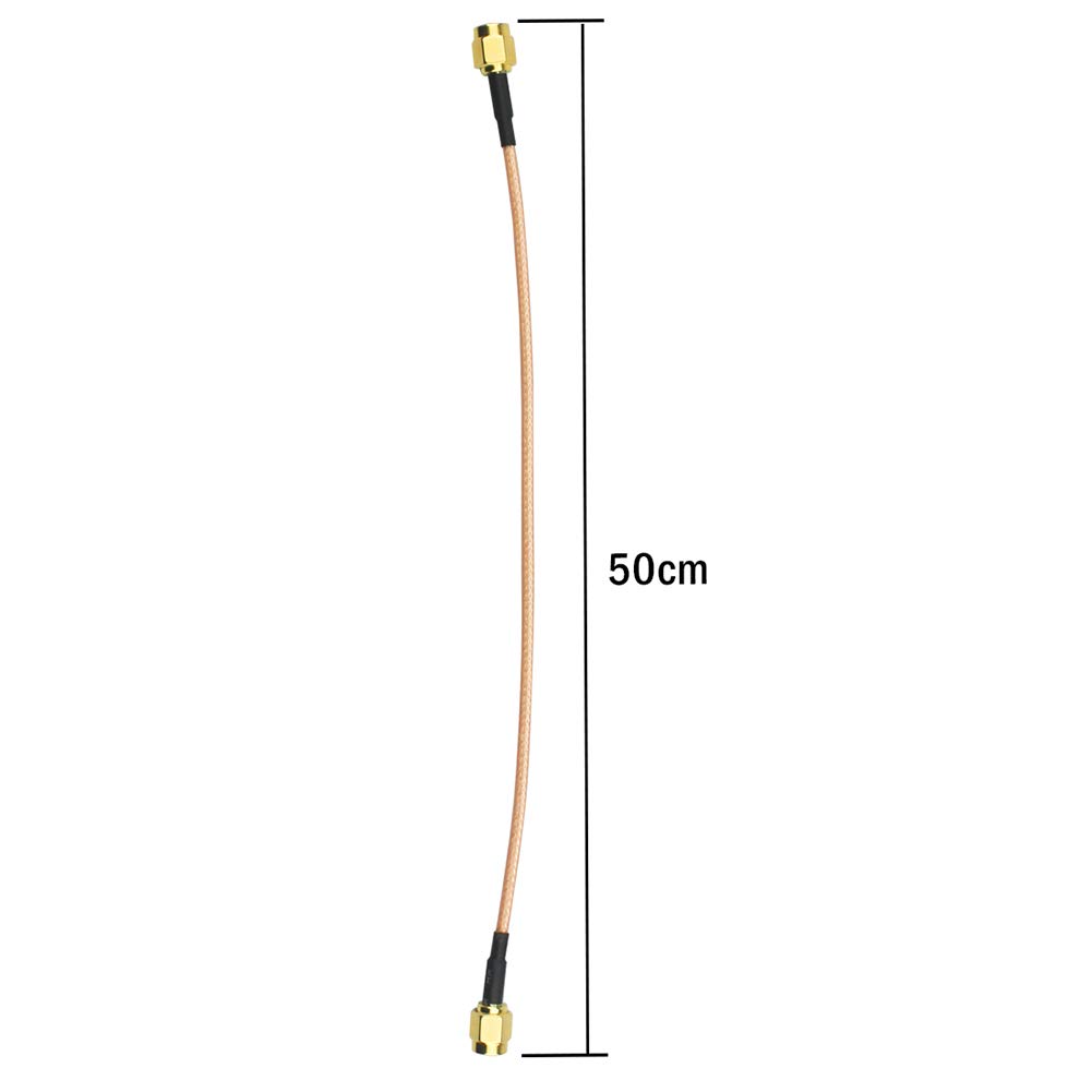 2 szt. RG316 skoczek przewodowy SMA męski na SMA męski przedłużanie anteny Wi-Fi RF kabel koncentryczny adapter do radia Wi-Fi zewnętrzna antena urządzeń SDR FCC (50 cm)
