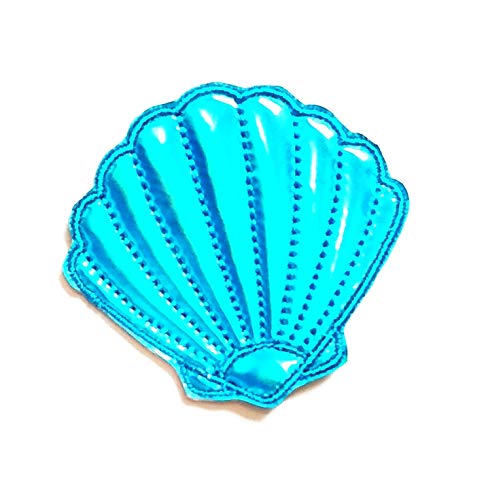 Nipitshop Patches Beautiful Blue Shellfish Patch Shell Shellfish Sea Life Cartoon Kids Patch Embroidered Iron On Patch for Clothes Backpacks T-Shirt Jeans Skirt Vests Scarf Hat Bag