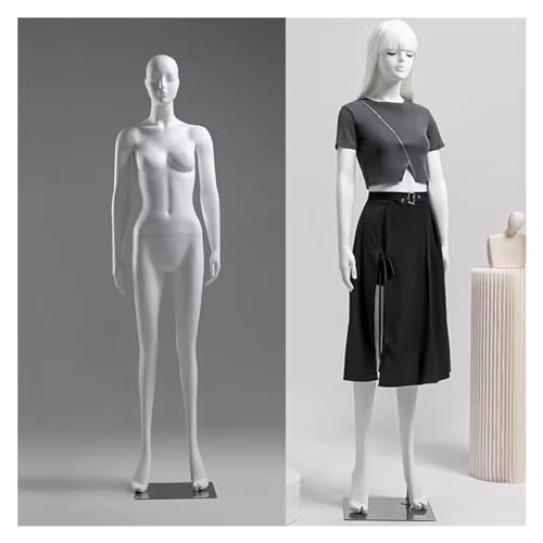 Tall Matte White Female Full Body Mannequin with Head - Detachable Dress Form for Retail Displays,...