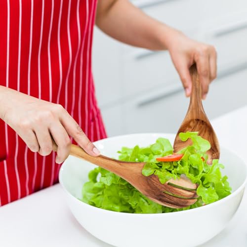 Salad Tongs, Wooden Spoons, Salad Tongs for Serving, 10-inch Serving Utensils Set Salad Servers Set Kitchen Cooking Utensil - Image 4